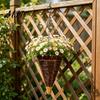 Rattan Hanging Basket Cone Flower Artificial Woven Planter Rustic Conical Plant with Metal Chains for Indoor Outdoor Garden Balcony