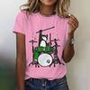 Cute cat 3D printed women's loose round neck short sleeved T-shirt