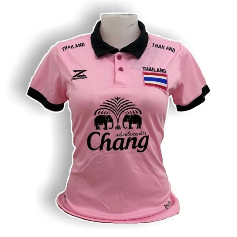 THAILAND National Football Soccer Vintage Polo Shirt Women Lady Training JERSEY CHEER Print Quick Dry Short Sleeve Uniform Elephant Flag Badge Logo