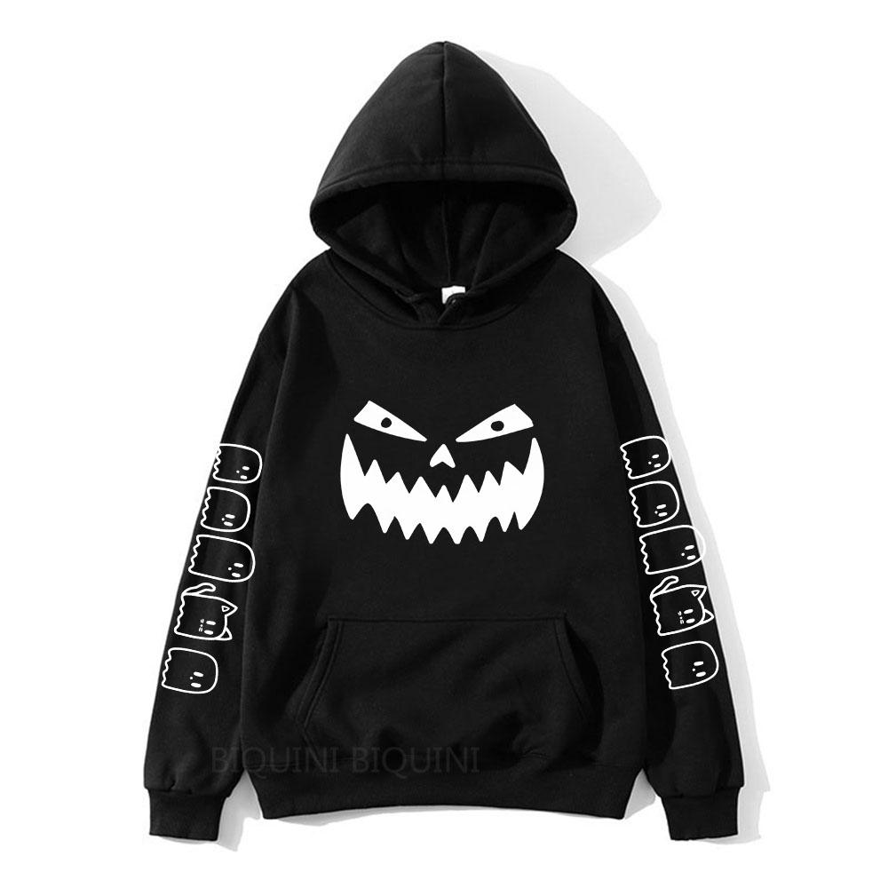 Halloweenská mikina Kawaii duch dýně potisk Unisex mikina Módní ležérní Podzim Zima Dlouhý rukáv Pánská pulovrová mikina