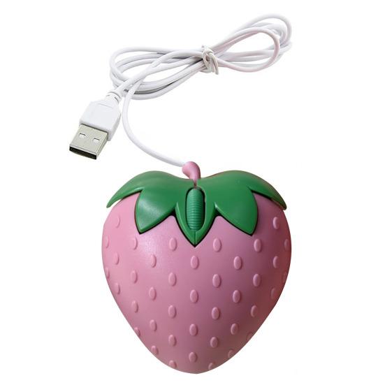 

Cute Strawberry Mouse Grip Plug-Play USB Ergonomics Cozy Wired Mouse Computer Accessories Mute розовый