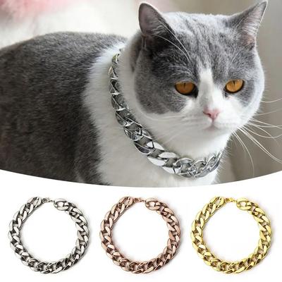 Portable Chain Collar Pet Necklace Cat Dog Gold Necklace Adjustable Chain Dog Collar Pitbull Collar Cat Dog