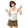 White Pure Desire High-end Streamer Lace Sleeveless Suspender Vest Women's Summer Niche Short Top Tide