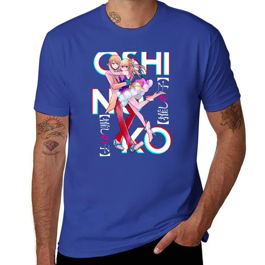 Brother and Sister Oshi No Ko Ruby Aqua On Black Active Tshirt Vintage Sublime Oversized T Shirts for Men