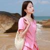 Sancai Lyocell Cotton Plus Size Cardigan & Skirt Set