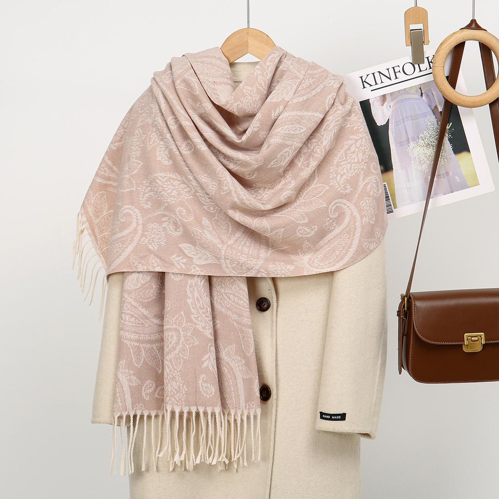 Fashion Jacquard Pashmina Scarf Tassels  Style Big Shawls Woman Autumn Warm Wraps Cape Female Thick Blanket 185*70cm