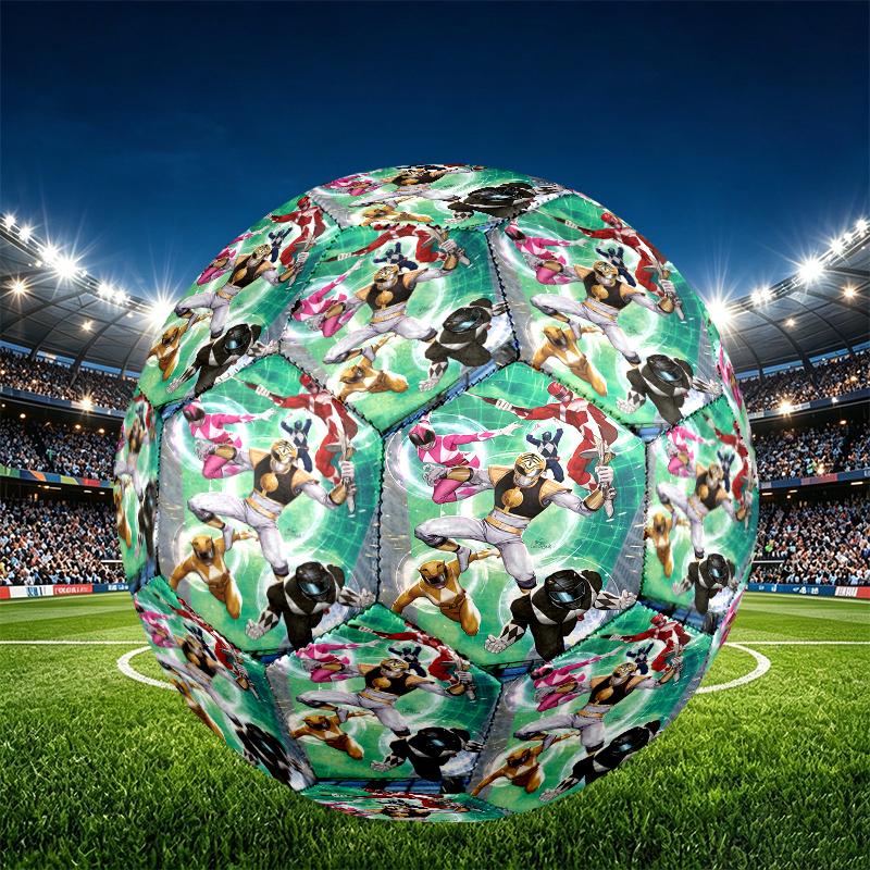 Mighty Morphin Power Rangers Print Size 5 Soccer Ball, PU Wear Resistant Football for Match Training and Daily Practice, Birthday Gift for Soccer Fans