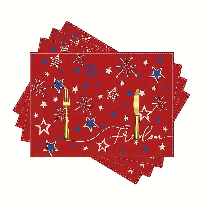 1pc American Star Flag Placemats, Patriotic Memorial Day Table Mats, Suitable for Party Kitchen Restaurant Decoration