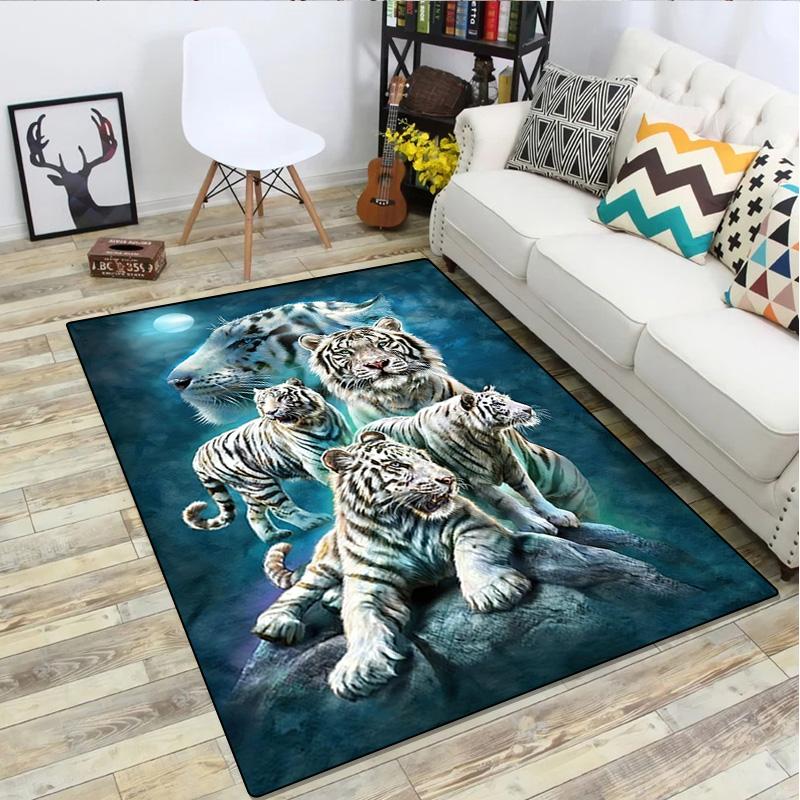 1Pc Tiger and Wolf Print Rug - home decoration Carpet For Living Room Bedroom Flooring Computer Chair Area Rug