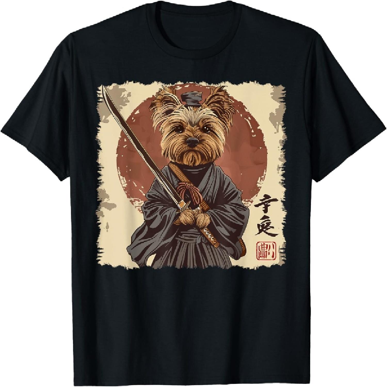 Yorkshire Terrier Yorkie Dog Japanese Art Samurai Ukiyo-e T-Shirt XXXXXL разноцветный