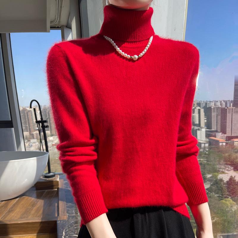 2025 A/W Women's High Neck Loose Knit Mink Velvet Cashmere Sweater