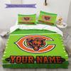 Benutzerdefinierter Name Chicago Bears Muster Bettwäsche Bettdecke Set Heimdekoration Geschenk (1 Bettbezug + 2 Kissenbezüge (ohne Füllung))