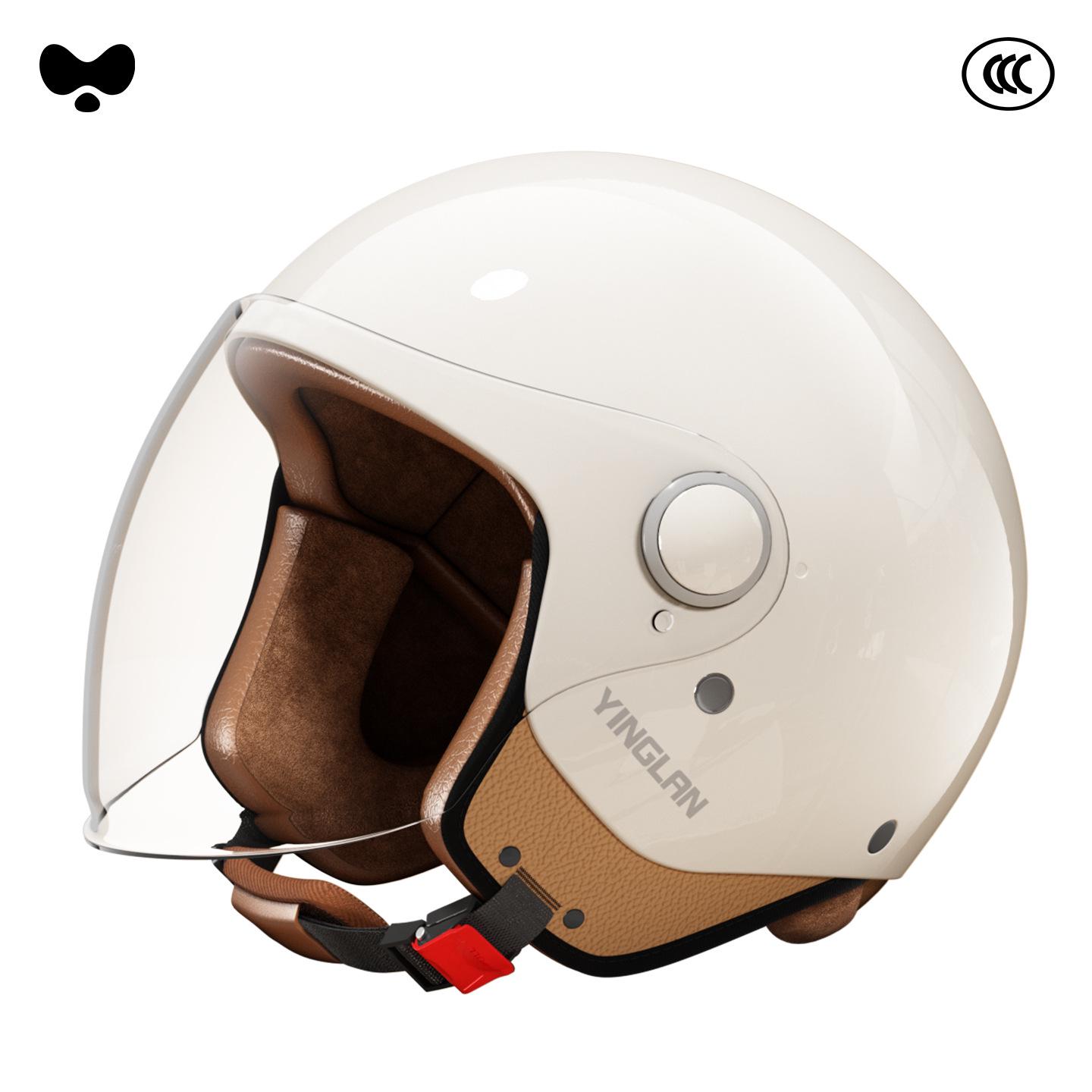 Yinglan Unisex Retro Full Face Motorcycle Helmet - 3C Certified, All-Season, Winter Warm Safety Gear One Size
