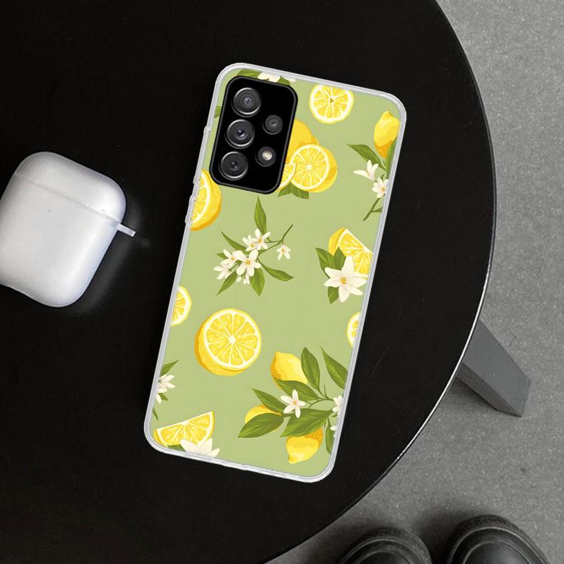 Summer Fruits Lemon Phone Case Cover for Samsung Galaxy A12 A22 A32 A52 A72 A02S A51 A50S A31 A20S A10S Note 20 Ultra 10 Plus Ga