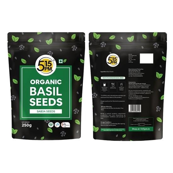 5:15PM Økologiske Sabjafrø 250g | Økologiske Rå Basilikumfrø for Spising | Tukmaria, Basilikumfrø