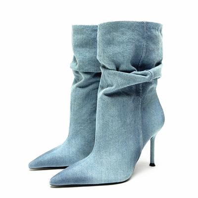 Fashion Women 2024 New Autumn Winter Pointed Toe Cowboy Knee High Chelsea Boots Gladiator Motorcycle Stilettos Shoes Mujer Zapatillas