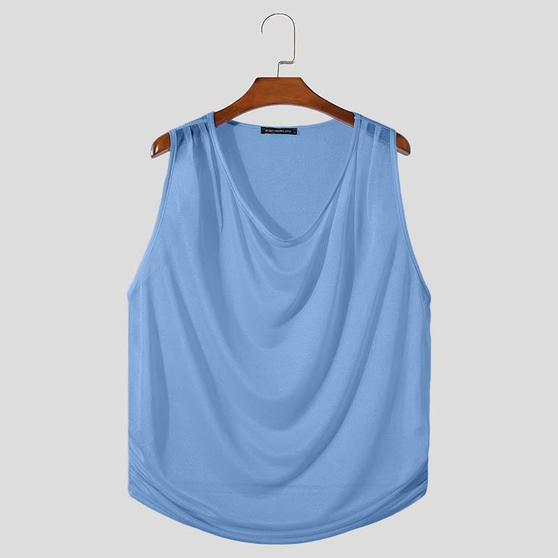 INCERUN Pánská průhledná tílka s kapucí a výstřihem bez rukávů