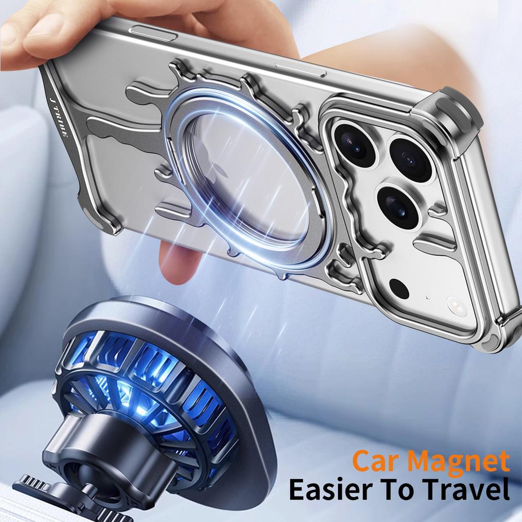 Glacier Series for iPhone 17 Pro Max Bumper Case Rotating Kickstand Metal Phone Cover Compatible with MagSafe