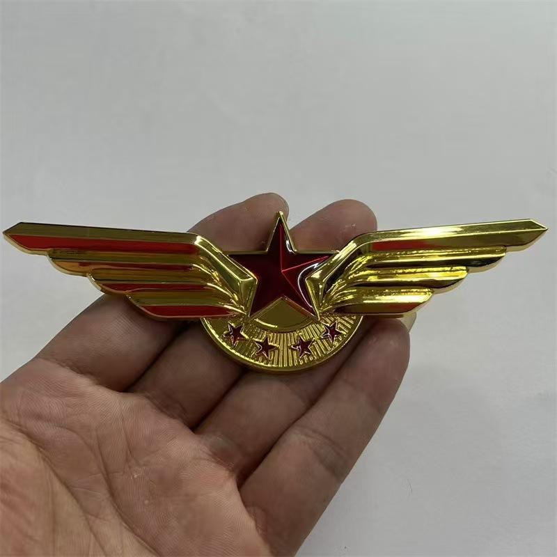 Civil Aviation Flight Air Force Emblem Five-star Metal Car Sticker 3D Stereoscopic Personal Creative Car Decorative Sticker Car Emblem Wing Mark sticker золотой
