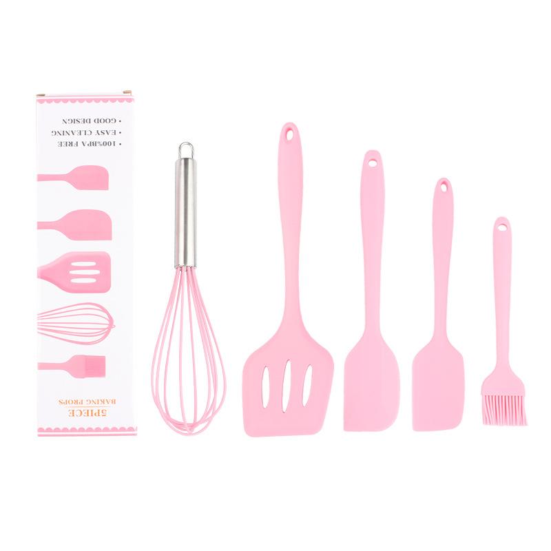 Silicone Spatula Spatula Brush Egg Beater Silicone Kitchenware 5-piece Kitchen Utensil Set Kitchen Cooking Utensils