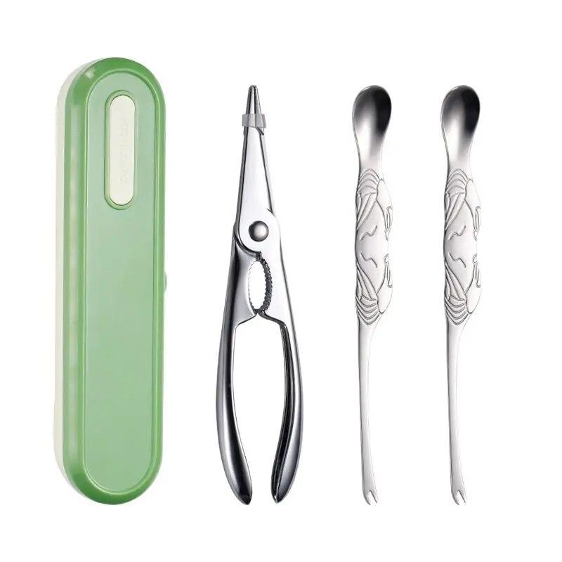 1 sett 304 rustfritt stål krabbespiseverktøy Kreativ krabbegaffel og krabbetang for hjemmebruk Kjøkkenverktøy