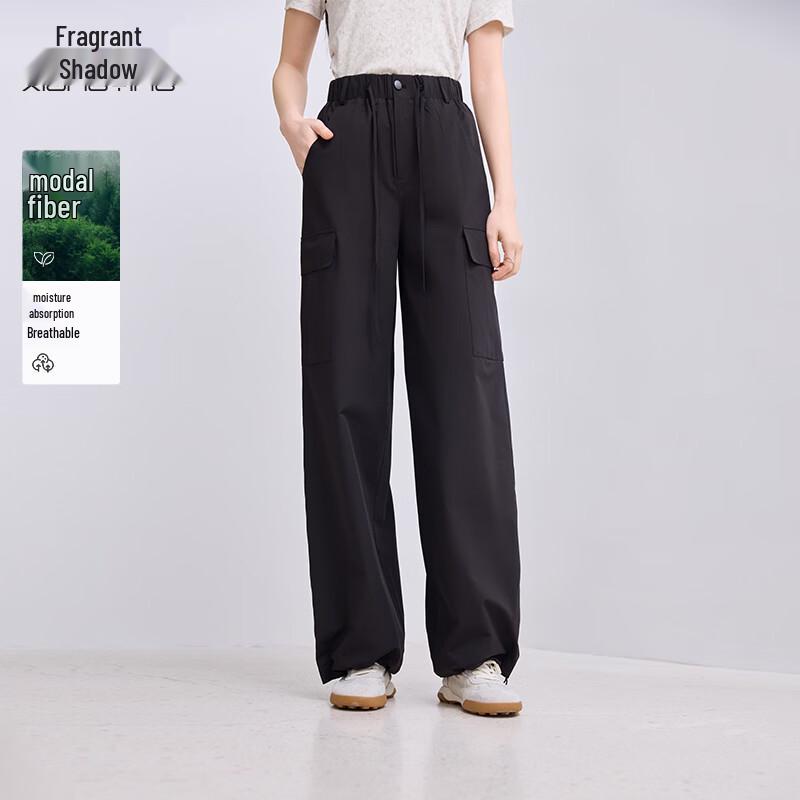 Xiangying Women s High-Waist Straight Wide-Leg Cargo Pants L