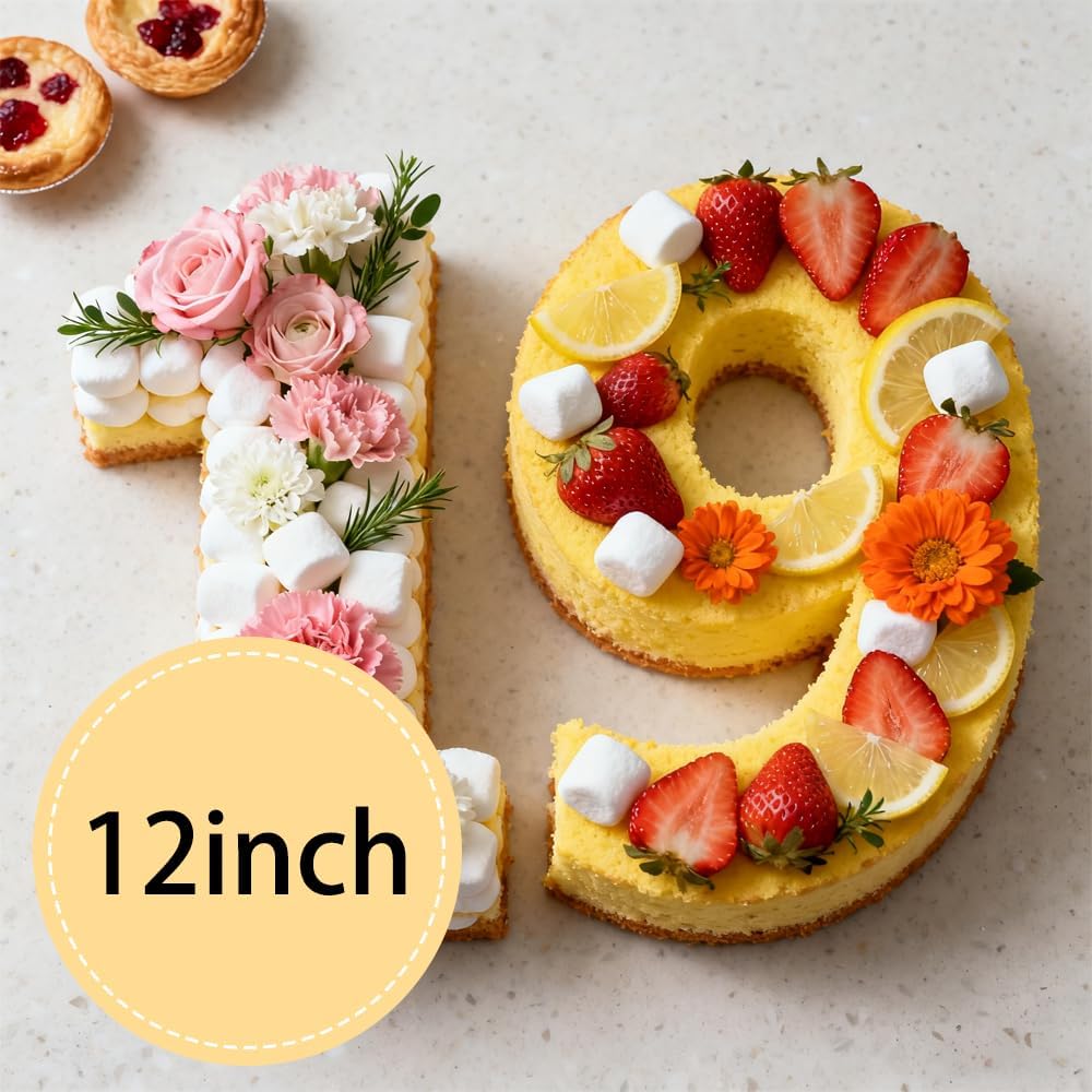 Number Cake Mold Baking Forms Moulds, 9 Pieces 0-8 Cake Number Stencils, 12 Inch Numbers Cake Pans, Flat Plastic Mold Numerical Templates Cutting for