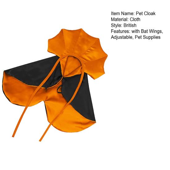 Halloween Pet Cloak Adjustable Dog Cat Bat Wings Cape Costume Spooky Halloween Party Cosplay Kitten Puppy Outfit Apparel Pet Supplies
