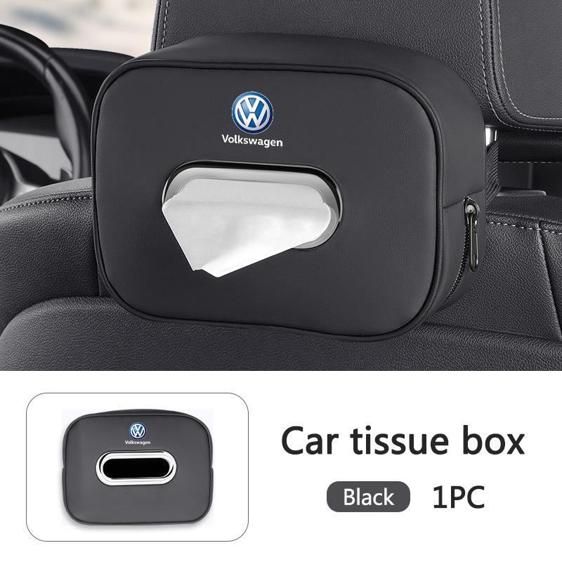 Car Tissue Organizer Bag Paper Towel Storage Box Accessories For VW GTI Polo Golf Passat Tiguan Arteon Touareg Taigo Caddy Jetta QC9