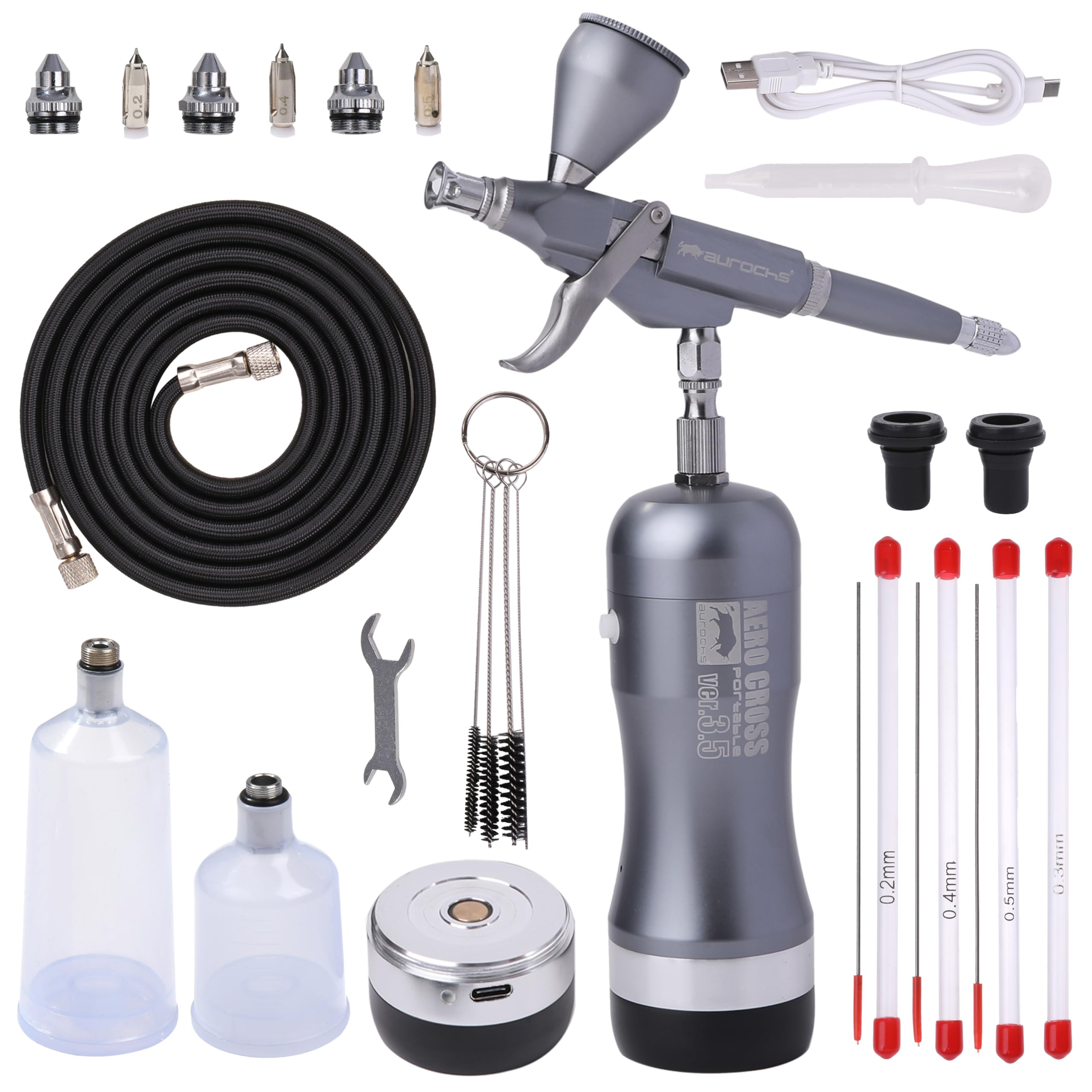 

aurochs Rechargeable Airbrush AERO CROSS Cordless with Trigger Type DX and Diameter USB for Painting Plastic Models and Art [Patent Pending] ver. 3.5