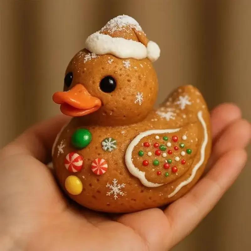 New Resin Christmas Duck Ornament, Handmade Decoration With A Bow, Home Decor Gift Suitable For Children And Friends