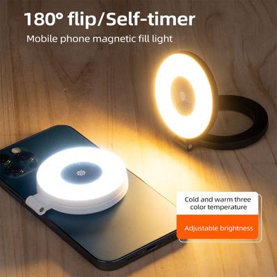Magnetisches Selfie-Ringlicht, Smartphone, magnetisches Fülllicht, Mini-Taschen-Selfie-Licht für iPhone, XIAOMI, HUAWEI, SAMSUNG, 2500 K-9000 K