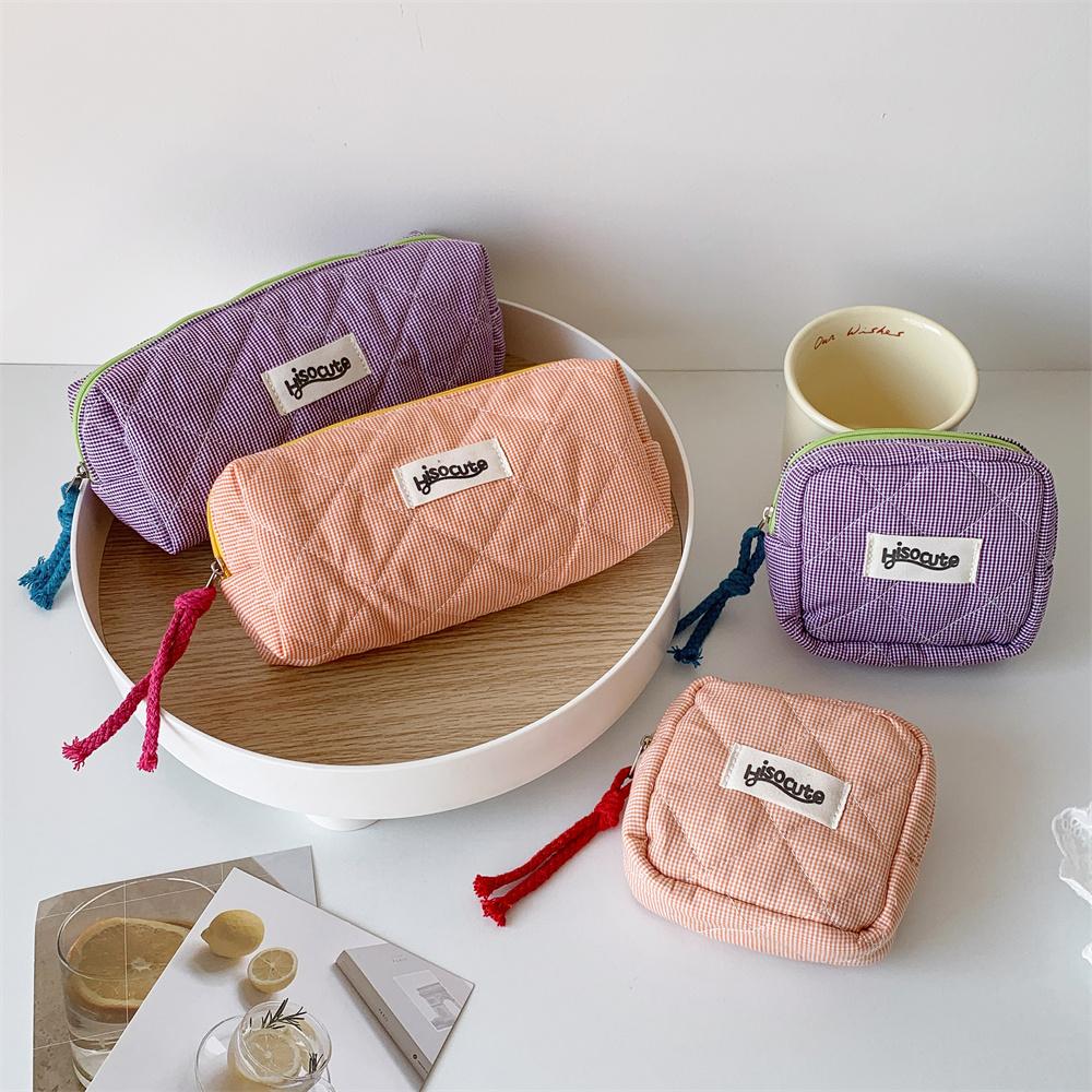 3/1Pcs Creative Plaid Makeup Bag,Large Capacity Makeup Brush Storage Bag,Portable Handheld Travel Bag For Going Out