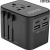 FDTEK Global Universal Travel Adapter, International Travel Plug Adapter with 2 USB C and 2 USB A Ports, Universal Adapter Plug Charger for European