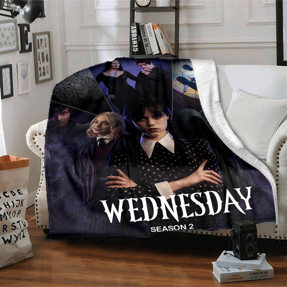 1Pc Wednesday Addams Returns Flannel Blanket, Soft And Comfortable, Casual Warm, Camping Travel, Christmas, Halloween Xmas Gift N1496