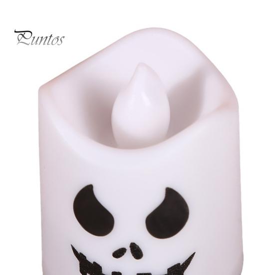 6Pcs Halloween Ghost Candle Light Plastic LED Ghost Face Electronic Flameless Candle Haunted House Prop for Home Party Decoration