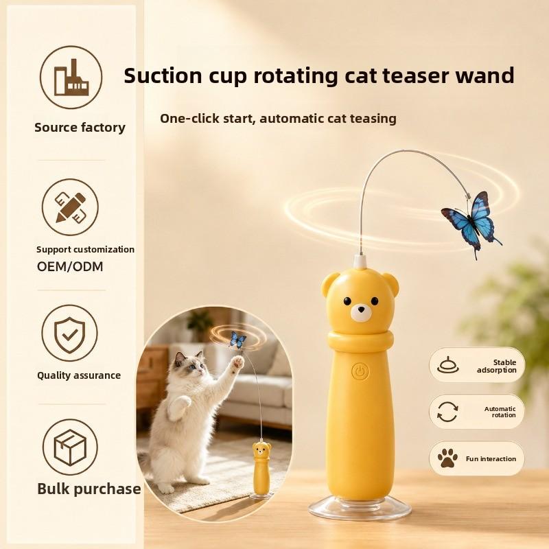 Electric Rotating Butterfly Cat Teaser Toy Suction Cup Base Automatic Interactive Self‑Play Toy for Indoor Cats Exercise
