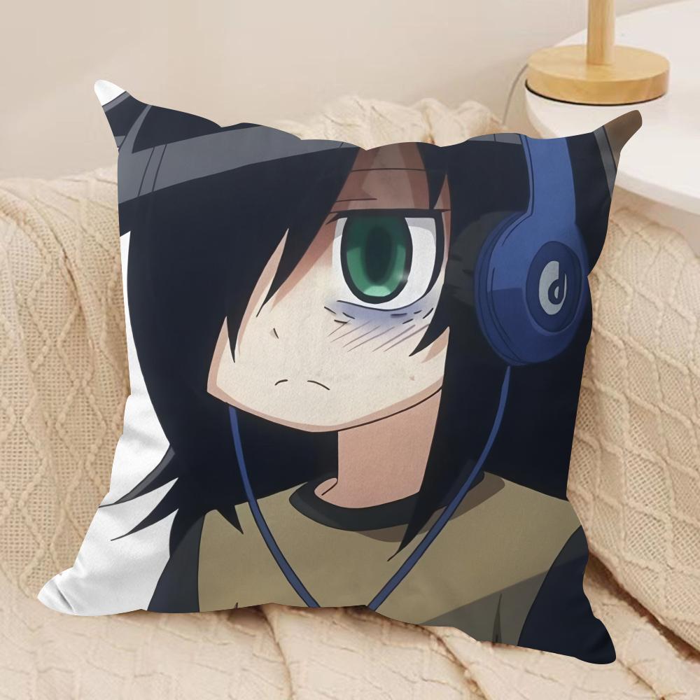 

Watamote TTomoko Kuroki Наволочка для подушки Шелковистый короткий плюш Невидимая молния Пылезащитная наволочка для диванной подушки для домашнего декора 30x30 cm