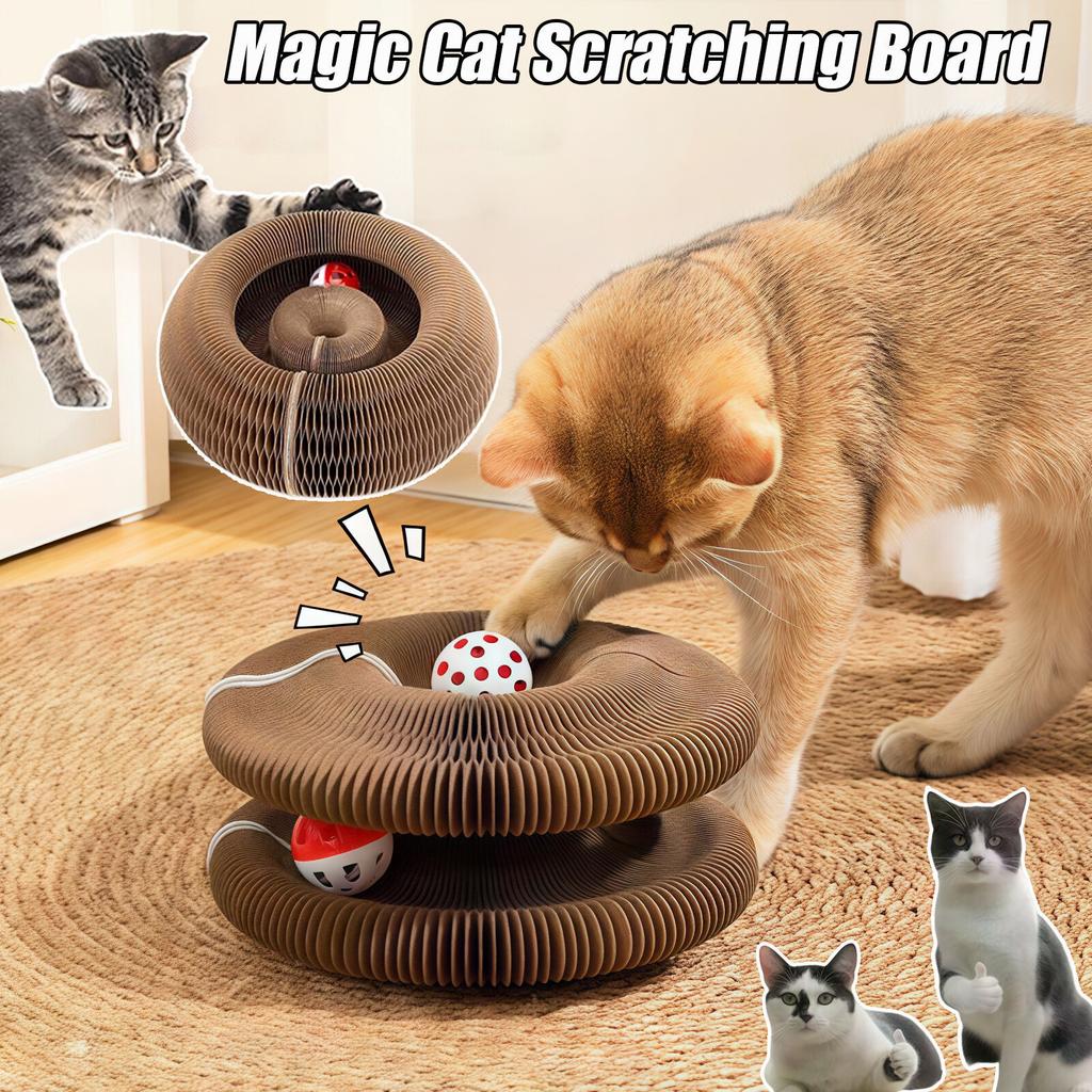 Magischer Organ Katzenkratzbaum Kratzbrett für Katzen Runde Wellpappe Kratzstange Spielzeug für Katzen Krallenwetzer Katzenzubehör