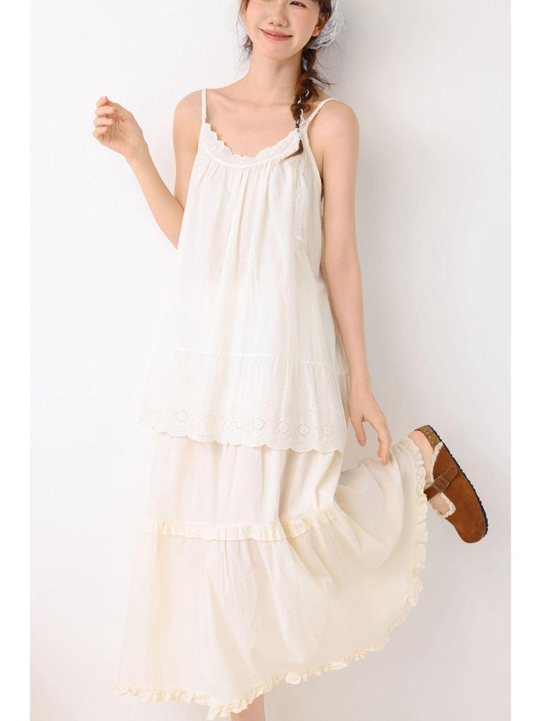 Neues Koreanisches Damen Baumwoll-Stickerei Lagen-Camisole-Weste - Frühling/Sommer Japanischer Stil Lockerer Schnitt.