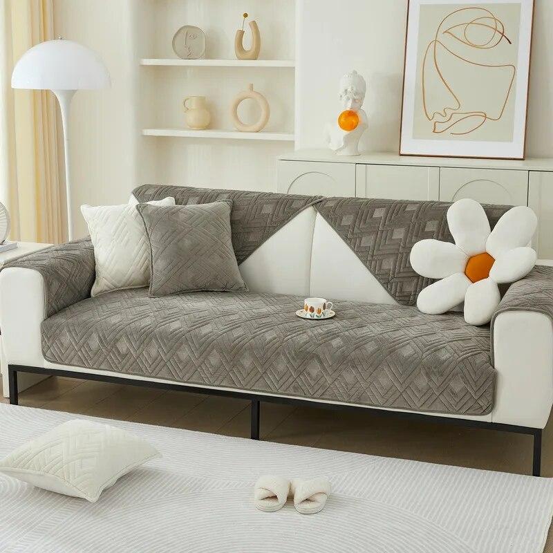 Fashion Winter Sofa Cover Thick Comfortable Plush Living Room Sofa Cushion Warm Non-Slip Velvet Sofa Backrest Armrest Cushion