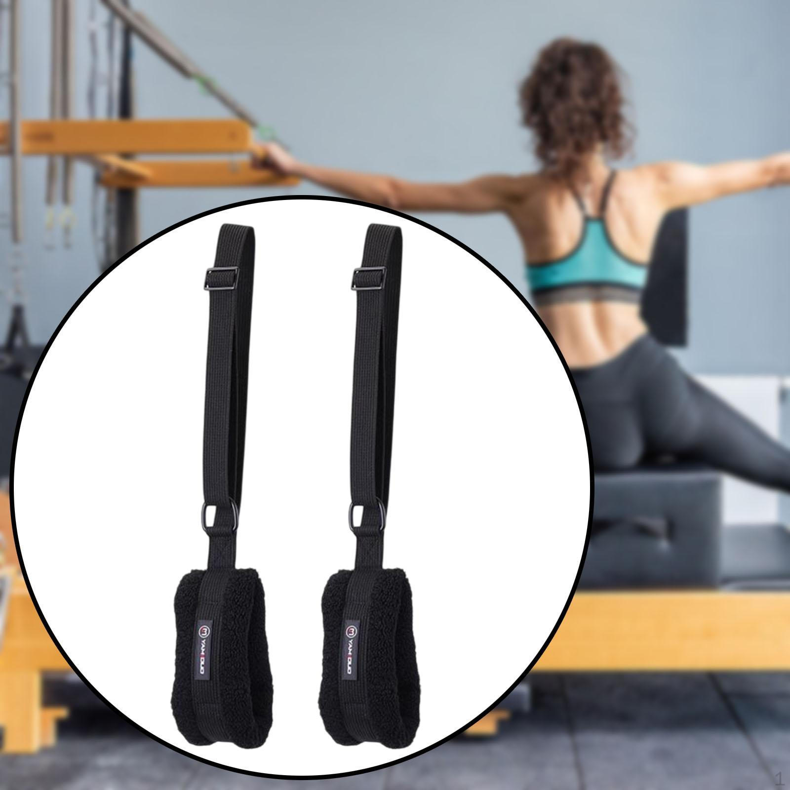 

2 Pieces Pilates Plush Straps Fitness Equipment Resistance Bands for Workout Black and Small