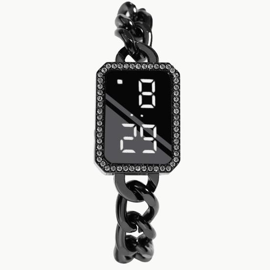 Electronic Watch Multifunctional Life Waterproof Touch Control Women Fashion Square Rhinestone LED Digital Watch for Daily Wear