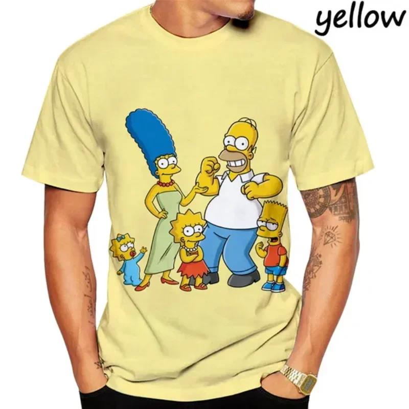 

Літня футболка з графічним принтом Disney Anime Simpsons 3D Принт Футболка Повсякденна Hip Hop Harajuku Вуличний Унісекс Топи Модний Чоловічий Одяг M