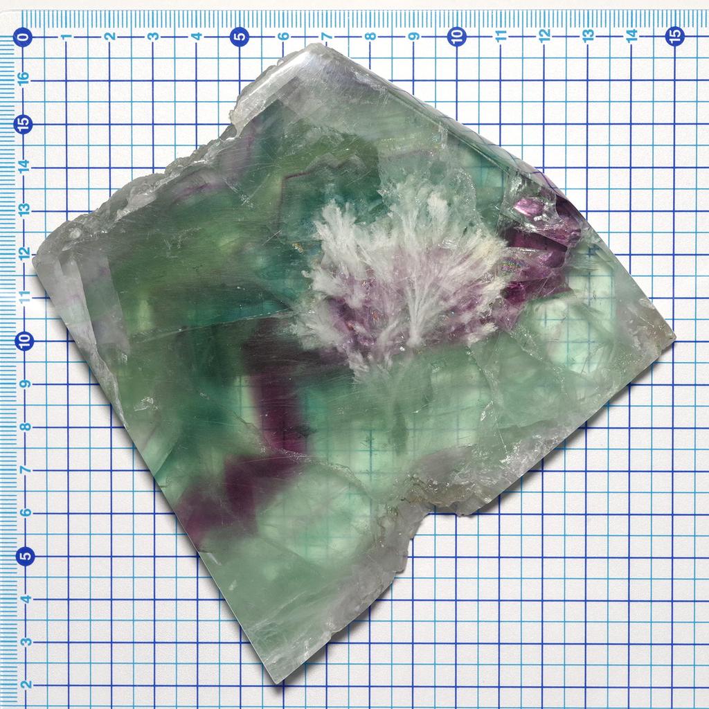 [N2 Stone Natural] Natural Mineral Fluorite / Rough Stone | (11 | "One-of-a-kind" Slice: Approx. 608g, 120x110x21mm | Origin: China)