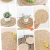 1Pcs Pot Mats Handwoven Rattan Placemats Round Heat Insulation Mats Natural Woven Table Mats For Dining Home Wedding Decor