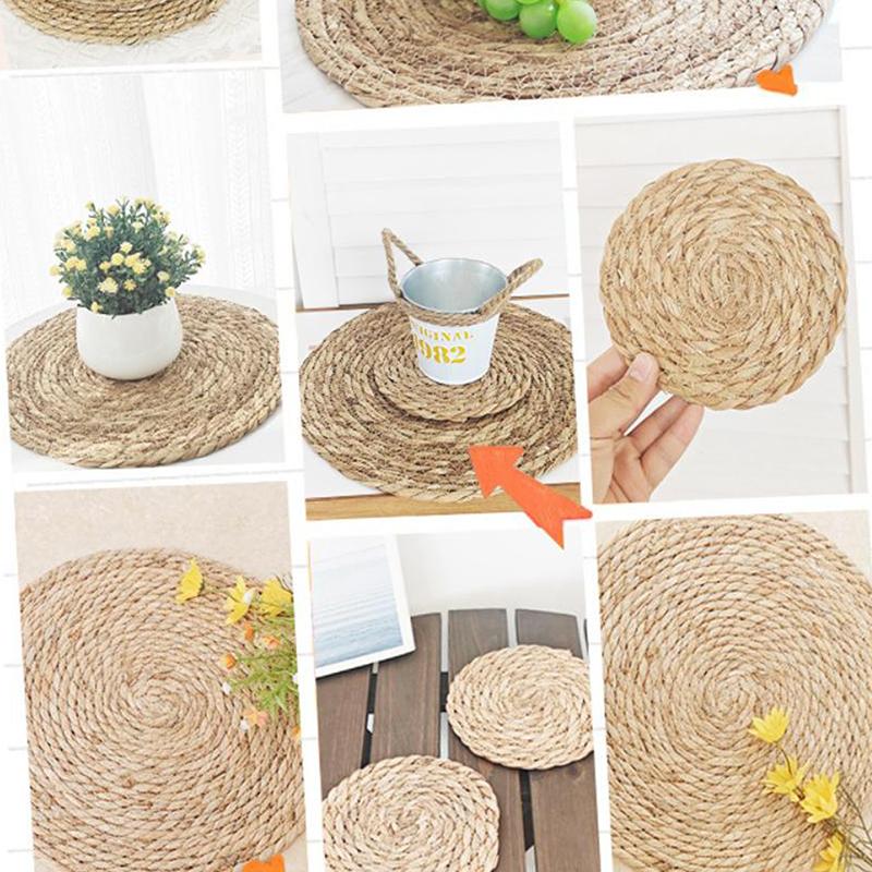 1Pcs Pot Mats Handwoven Rattan Placemats Round Heat Insulation Mats Natural Woven Table Mats For Dining Home Wedding Decor