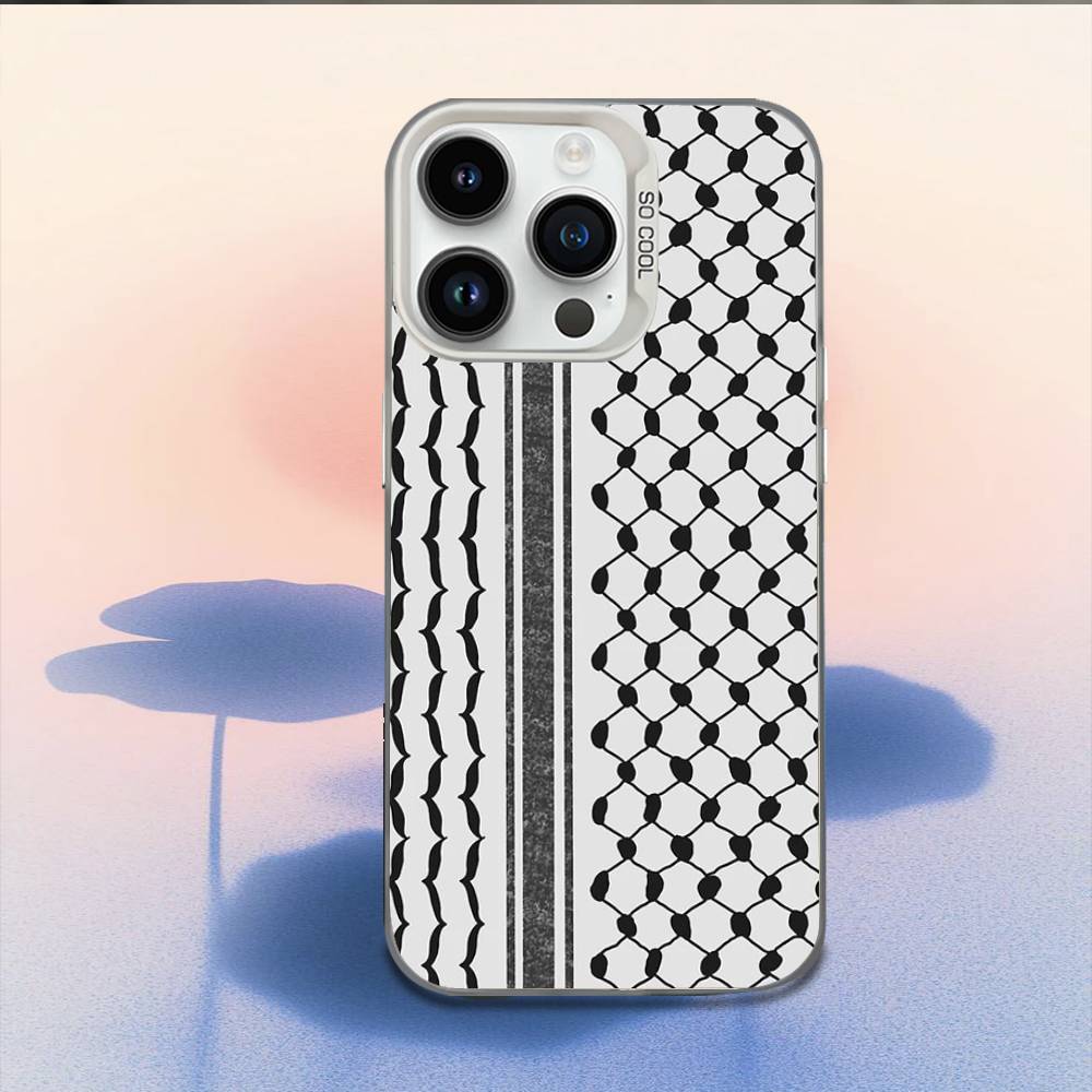 P-Palestine-S Hattah Keffiyeh Phone Case For iPhone 16,15,14,13,12,11,Mini,Pro,E,MAX White Candy Matte Shockproof Cover
