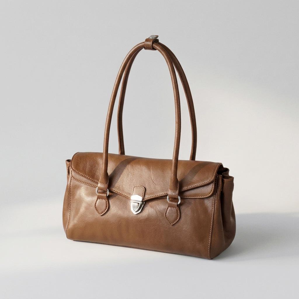 J6 Niche Baguette Bag: Light Luxury Retro Fashion Cowhide Tote & Shoulder Bag