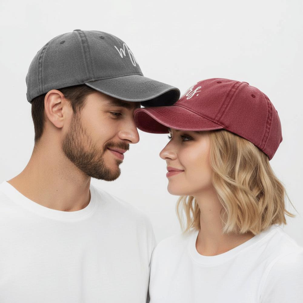 Adjustable Mr Mrs Embroidery Caps Washed Cotton Outdoor Sunscreen Hats Couple Baseball Hats